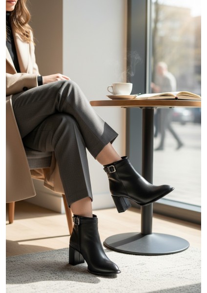 Le_guzzi Kadın Siyah Fermuarlı Tokalı Kadın Bot modelleri