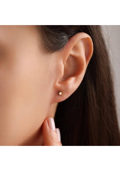 14 Ayar Altın Star Tekli Küpe fiyatları