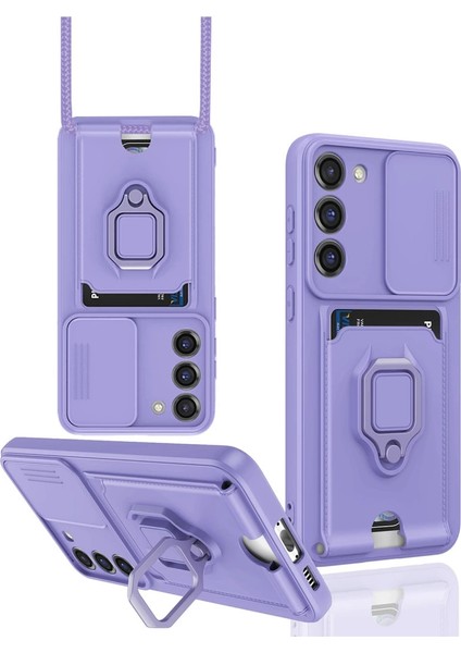Samsung Galaxy S23 Plus Kılıf Zuma Kartvizitli Yüzüklü Silikon - Lila