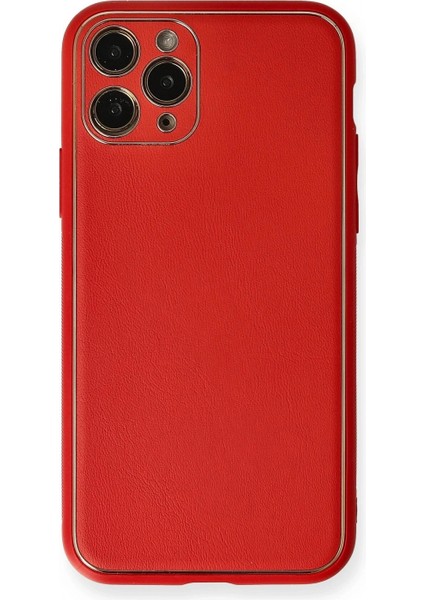 Ieg iPhone 11 Pro Kılıf Coco Deri Silikon Kapak - Kırmızı