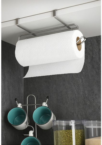 Krom Çok Amaçlı Dolap Kapağı ve Raf Altı Kağıt Havlu Askısı | Metal