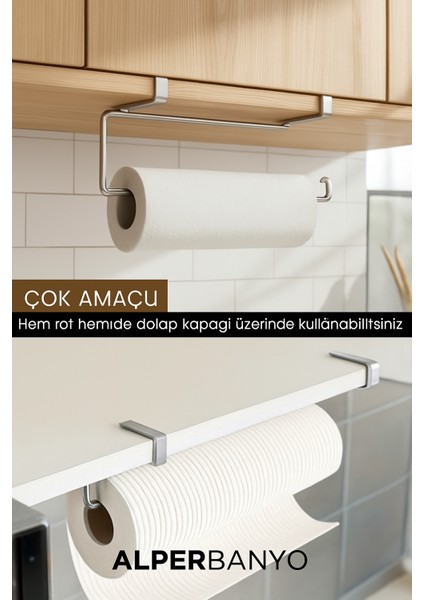 Krom Çok Amaçlı Dolap Kapağı ve Raf Altı Kağıt Havlu Askısı | Metal fiyatları