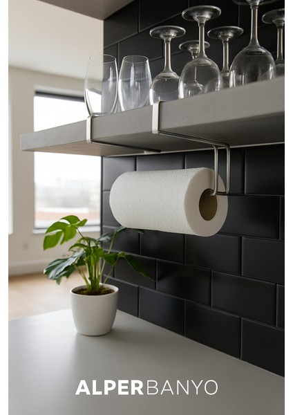 Krom Çok Amaçlı Dolap Kapağı ve Raf Altı Kağıt Havlu Askısı | Metal