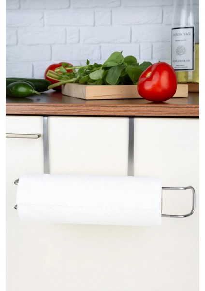 Krom Çok Amaçlı Dolap Kapağı ve Raf Altı Kağıt Havlu Askısı | Metal