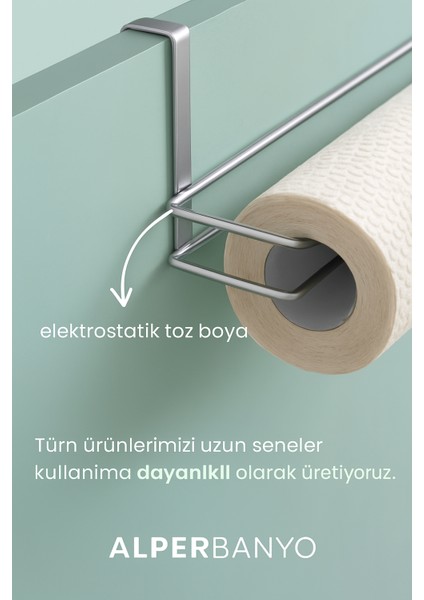 Krom Çok Amaçlı Dolap Kapağı ve Raf Altı Kağıt Havlu Askısı | Metal