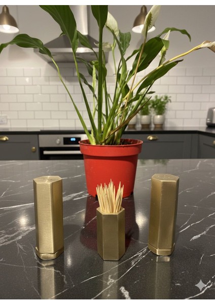 Som Pirinç Tuzluk Biberlik Kürdanlık Seti Şık Masa Üstü Aksesuarı fiyatları