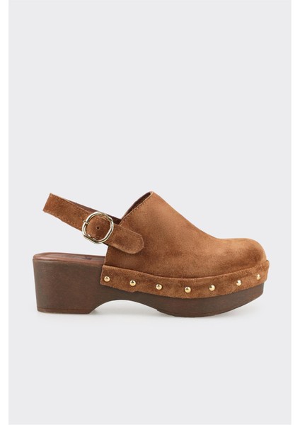 Camel Deri Kadın Terlik