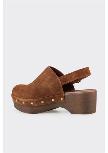 Camel Deri Kadın Terlik modelleri