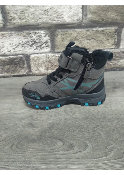 Rahat Içi Kürklü Ortopedik Taban Outdoor Spor Cırtlı Fermuarlı Çocuk Botu