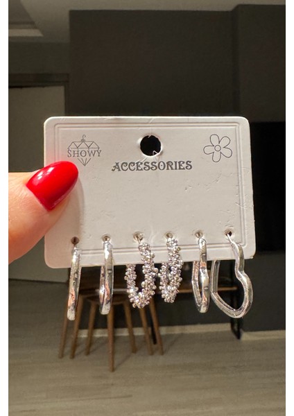 Kadın Gümüş Renk Spiral Küpe