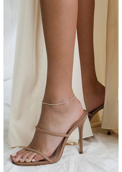 Kadın Gümüş Renk Kristal Taşlı Halhal