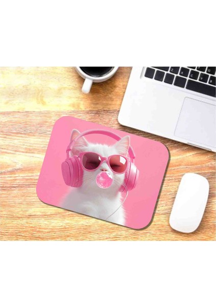 Balon Şişiren Kedi Baskılı Mouse Pad