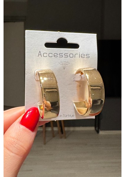 Kadın Gümüş Renk Kalın Gösterişli Halka Küpe