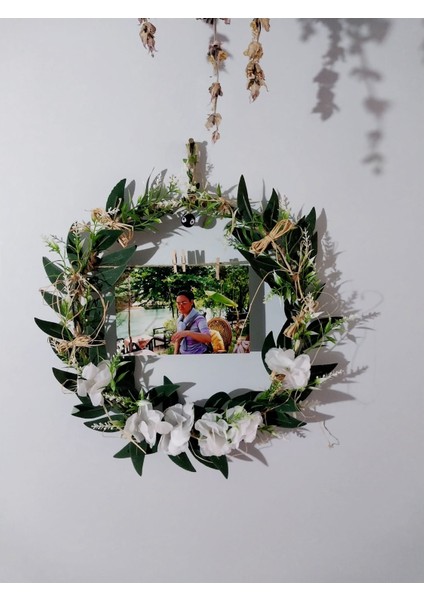 Dekoratif Beyaz Çiçekli Hakla/çerçeve/duvar Süsü