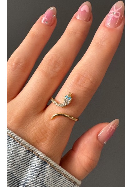 Kadın Gold Yılan Kararmaz Ayarlanabilir Yüzük