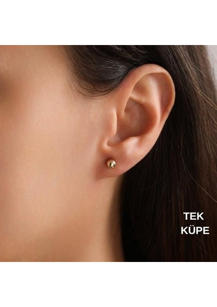 14 Ayar Altın Top Tek Küpe