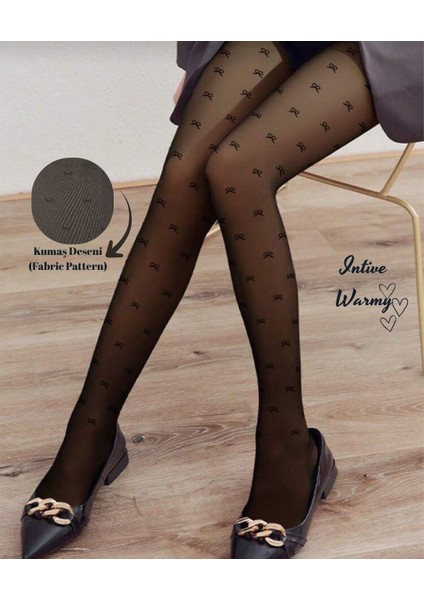 Intive Içi Peluş Ağır Gramajlı Ultra Kaliteli Termal Kurdele Desenli Külotlu ÇORAP-WINTER2025