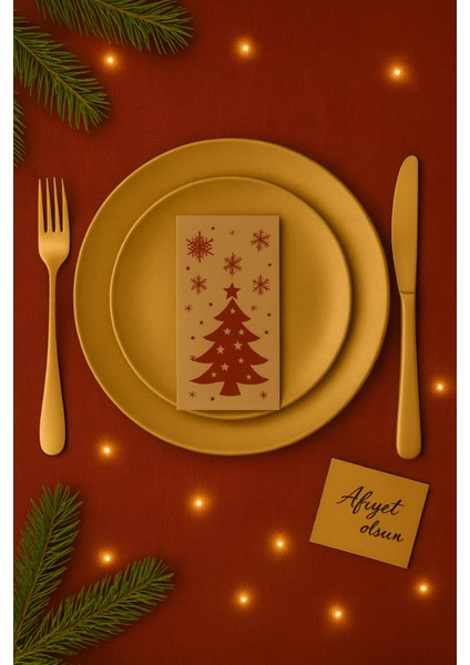 125 Adet Kraft Yılbaşı Desenli Kağıt Peçete Çam Desenli Doğal Peçete fiyatları