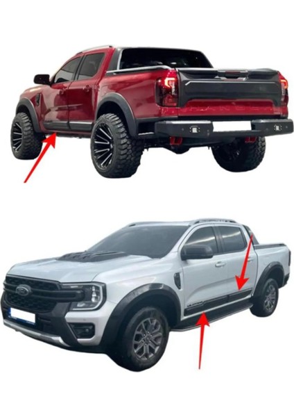 Roal Tunıng Ford Ranger T9UYUMLU Wildtrak Kapı Gövde Kaplama Koruma Kabartma 2023+ Piano Black