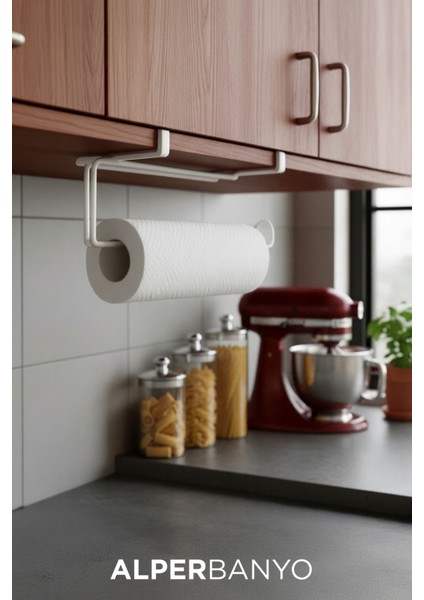 Beyaz Çok Amaçlı Dolap Kapağı ve Raf Altı Kağıt Havlu Askısı | Metal fiyatları