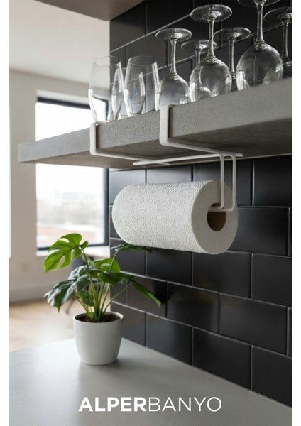 Beyaz Çok Amaçlı Dolap Kapağı ve Raf Altı Kağıt Havlu Askısı | Metal fırsatları