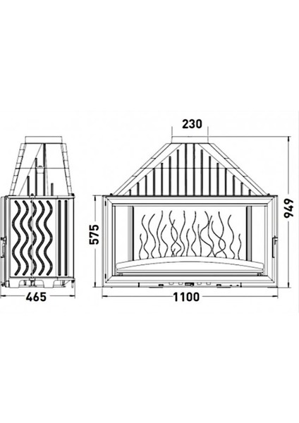 Invicta 1100 Grande Vision Ithal Fransız Şömine Haznesi , Döküm Şömine Hazne , 5 Yıl Garantili modelleri