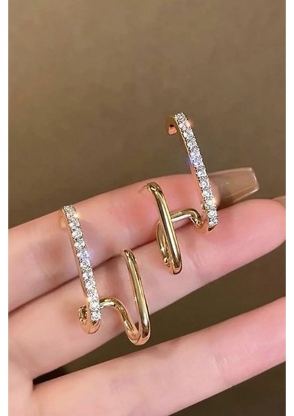 Kadın Gold Zirkon Tasarım Küpe fiyatları