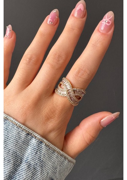 Kadın Taşlı Premium Kararmaz Ayarlanabilir Yüzük