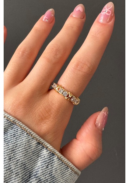 Kadın Gold Xoxo Kararmaz Ayarlanabilir Yüzük