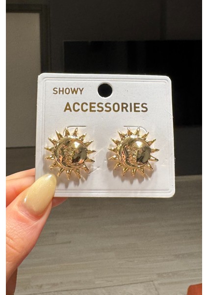 Kadın Gold Güneş Küpe