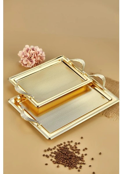 ⚜️ Altın Dalgıç 2'li Dikdörtgen Tepsi Seti – Sofraların Sanat Eseri! modelleri