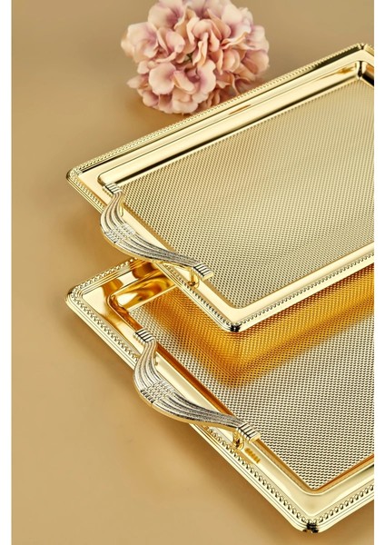 ⚜️ Altın Dalgıç 2'li Dikdörtgen Tepsi Seti – Sofraların Sanat Eseri! fırsatları