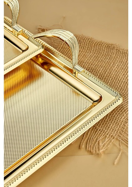 ⚜️ Altın Dalgıç 2'li Dikdörtgen Tepsi Seti – Sofraların Sanat Eseri! indirimleri