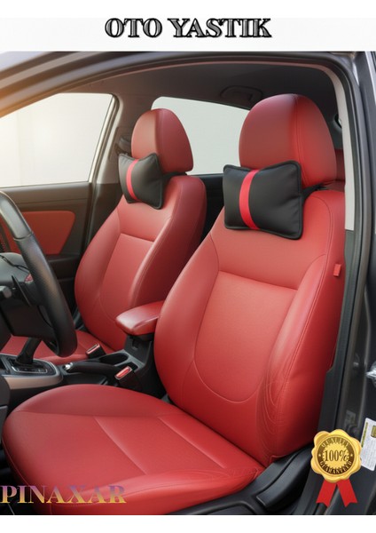 Toyota Corolla 2000-2007 Hatchback Oto Koltuk Kırmızı Şerit Boyun Yastığı 2 Adet