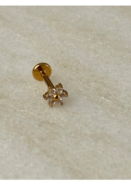 Minimal Güneş Şekilli ve Taşlı Gold Piercing fiyatları
