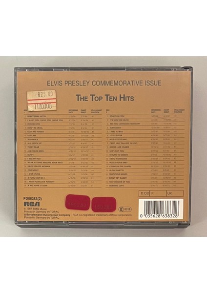 Elvis Presley The Top Ten Hits Çift CD Set (Orijinal 1987 Dönem Baskı Cd) modelleri