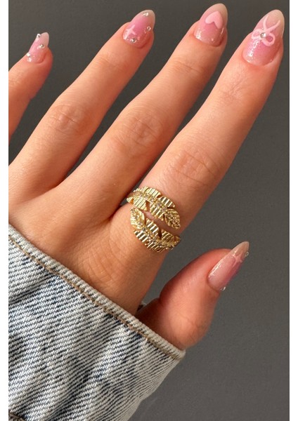 Kadın Gold Tüy Kararmaz Ayarlanabilir Yüzük