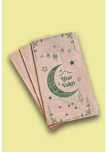 100 Adet Kraft Paket Peçete Iftar Sofralarına Özel Ramazan Temalı Kraft Peçete 33X33 cm indirimleri