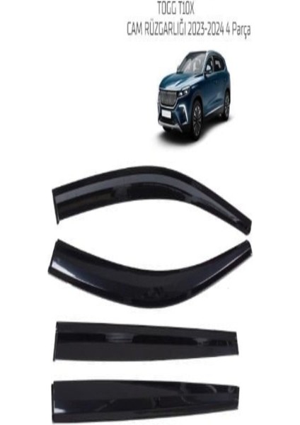 Roal Tunıng Togg T10X Uyumlu Cam Rüzgarlığı 4pcs 2023+KROMSUZ Piano Black