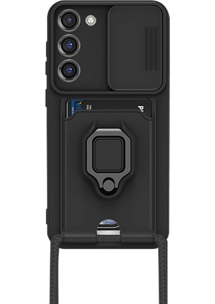 Samsung Galaxy S23 Plus Kılıf Zuma Kartvizitli Yüzüklü Silikon - Siyah