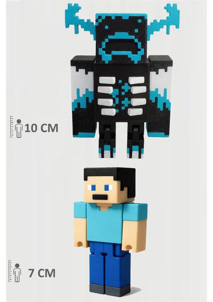 Minecraft Warden ve Steve Set Hareketli Eklemli Figür