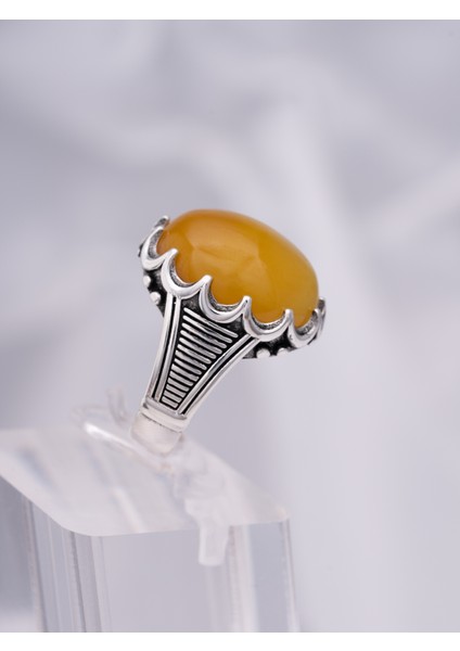 Bal Rengi Akik Taşlı 925 Ayar Gümüş Erkek Yüzük – Sıra Dışı ve Gösterişli Tasarım modelleri