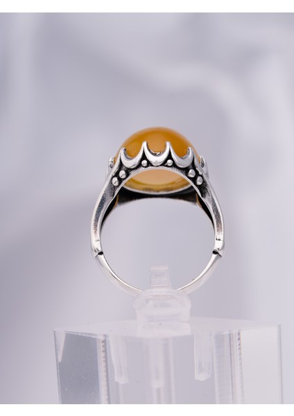 Bal Rengi Akik Taşlı 925 Ayar Gümüş Erkek Yüzük – Sıra Dışı ve Gösterişli Tasarım indirimleri