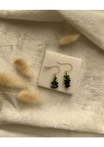 Kanada Yeşim Taşı Altın Kaplama Sallantı Küpe modelleri