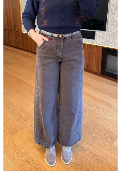 Dikiş Detay Tasarım Balon Jean- Kahverengi