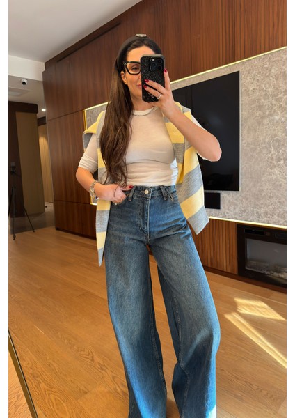 Ekstra Geniş Paça Jean- Mavi modelleri