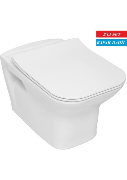 Nita Köşeli Asma Klozet (NT10) + Zenith Slim Yavaş Kapanan Kapak 2'li Set