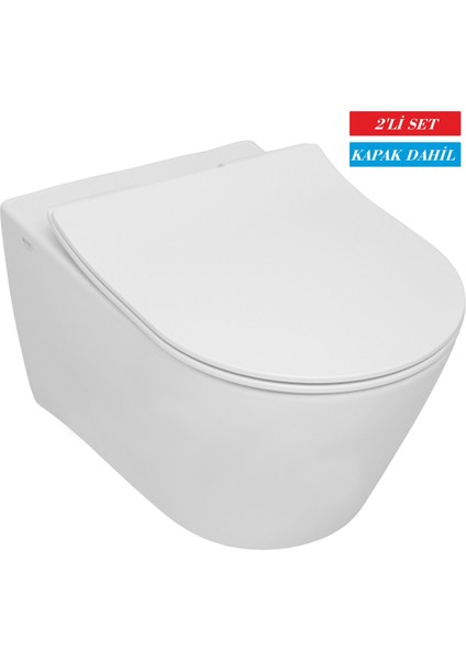 Sapphire Kanalsız Asma Klozet (SP26) + Blaze Slim Yavaş Kapanan Kapak 2'li Set