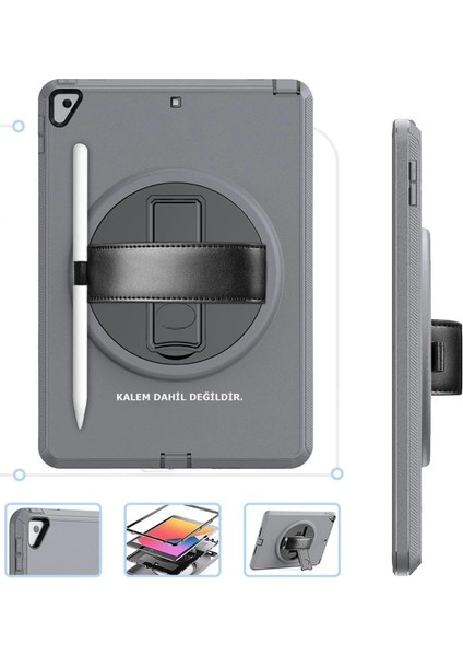 Ipad 10.2 (7.nesil) Kılıf Hand Strap Tablet Kılıfı - Gri fiyatları