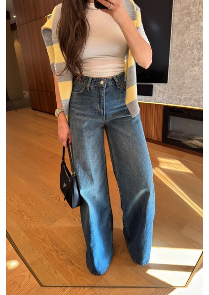 Ekstra Geniş Paça Jean- Mavi fırsatları